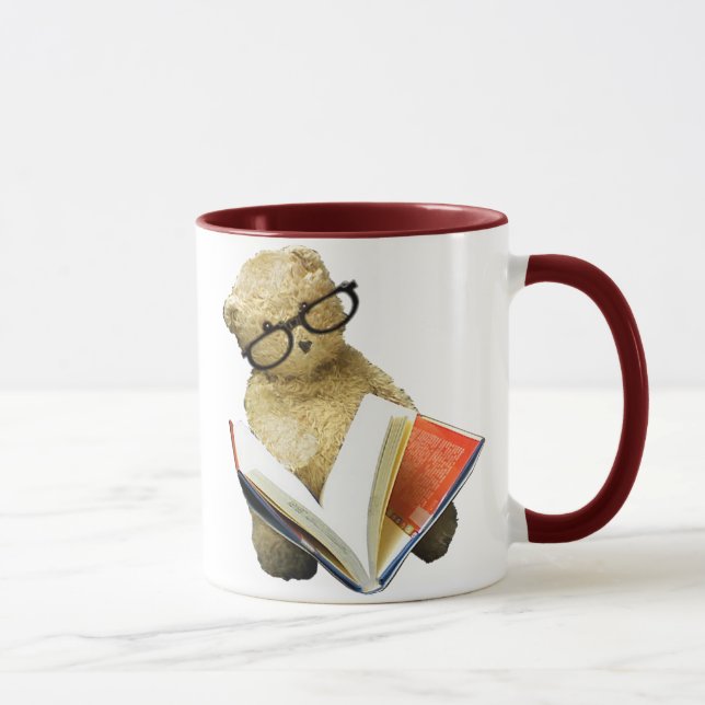 Oso de lectura hipster - taza de café (Derecha)