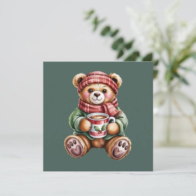 Oso de Navidad Acogedor Café de Invierno de Navida (Anverso de pie)