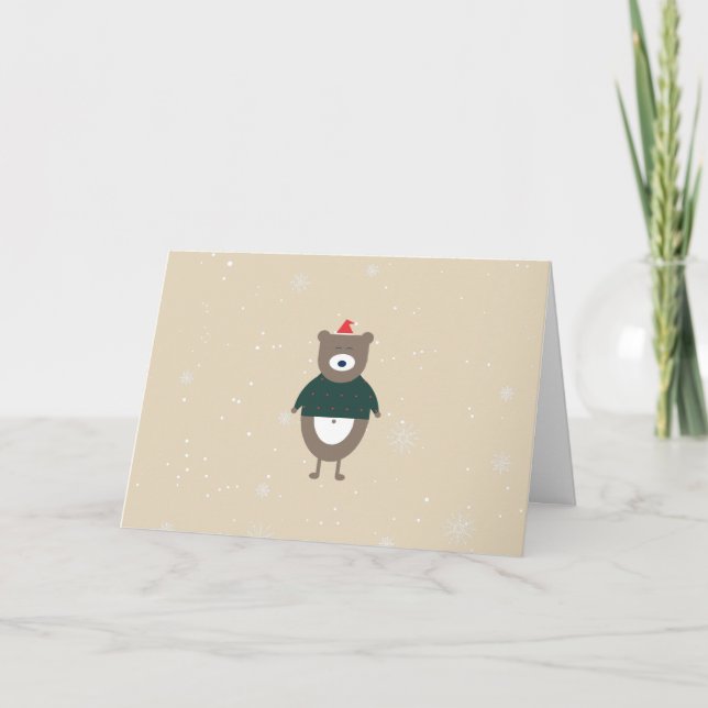 Oso de Navidad Plano Moderno Color Personalizable  (Anverso)