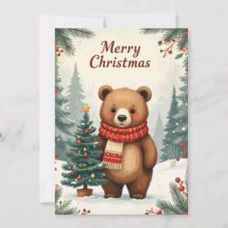 Oso de Navidad Vintage Bufanda Acogedora Árbol de