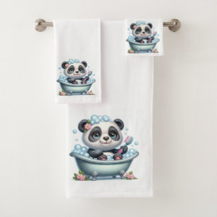 Oso de panda lindo en un baño de burbujas