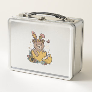 Oso de Pascua Lindo en Huevo Agrietado Vector Vint