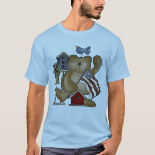 Oso de peluche 4to de las camisetas de julio
