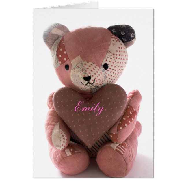oso de peluche acolchado con el corazón de calico  (Frente)