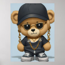 Oso de peluche adorable al estilo Hip Hop Arte de