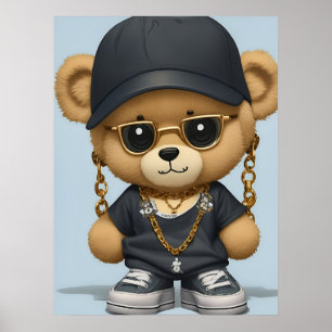Oso de peluche adorable al estilo Hip Hop Arte de 