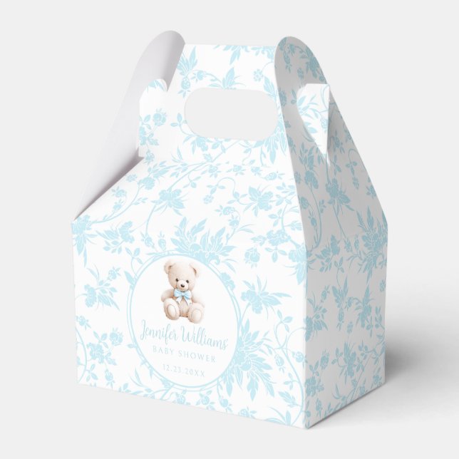 Oso de peluche azul bebé ducha caja de favores de  (Front Side)
