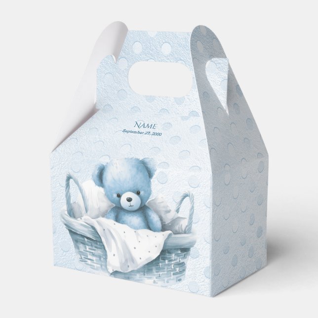 Oso de peluche azul en caja de canasta (Front Side)