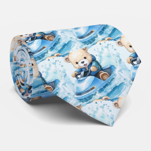 Oso de peluche azul Jet Ski Corbata para cuello