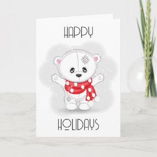 Oso de peluche blanco lindo en bufanda de Navidad
