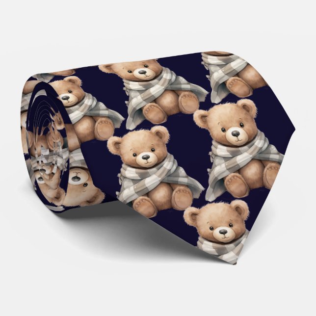 Oso de peluche con corbata de manta (Enrollado)