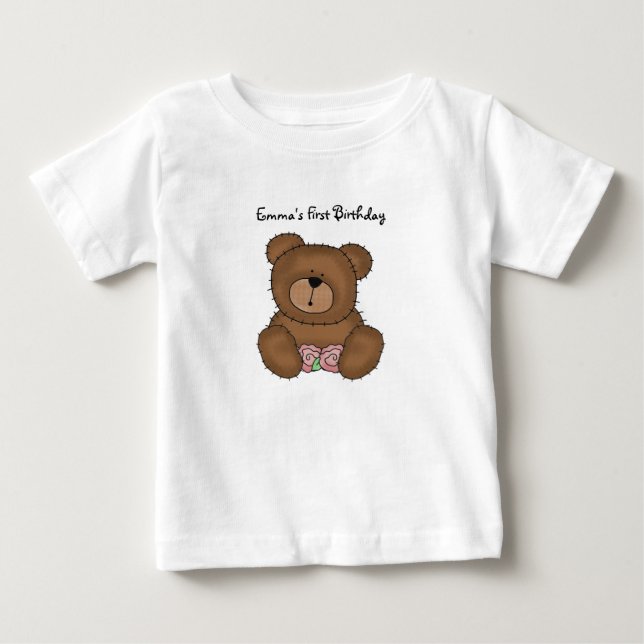 Oso de peluche con flores camiseta infantil (Anverso)