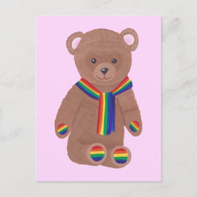 Oso de peluche con orgullo gay y postales con trin (Anverso)