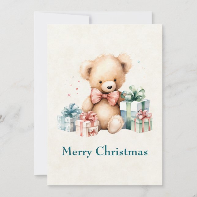Oso de peluche con regalo de Navidad (Anverso)