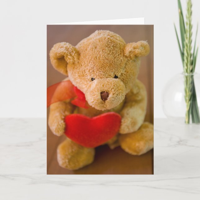 Oso de peluche con tarjeta de felicitación al cora (Anverso)