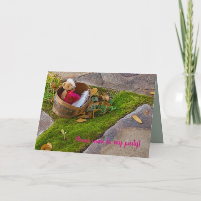Oso de peluche de cumpleaños infantil Invitación D (Anverso)