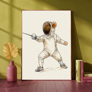 Oso de peluche de esgrima Arte de guardería de ani