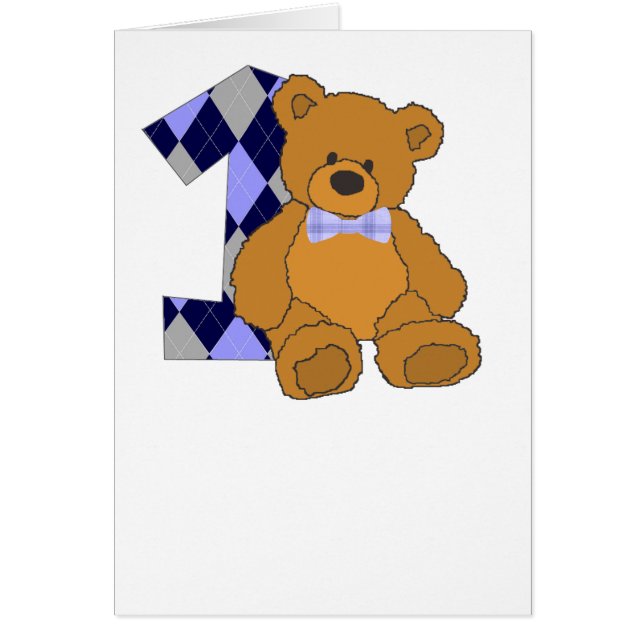 Oso de peluche de la pajarita con el número 1 (Frente)