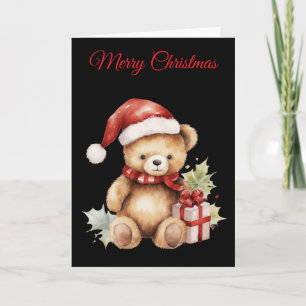 Oso de peluche de Navidad con acuarela