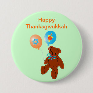 Oso de peluche de Thanksgivukkah con el botón de