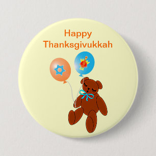 Oso de peluche de Thanksgivukkah con el botón de