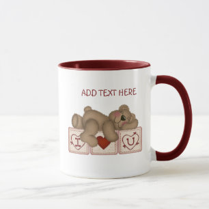 Oso de peluche del personalizable te amo - taza