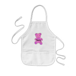 Oso de peluche del rosa del delantal del niño