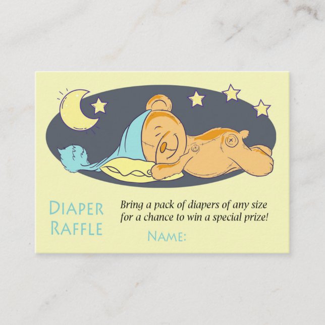 Oso de peluche dorado Diaper Raffle Entradas (Anverso)