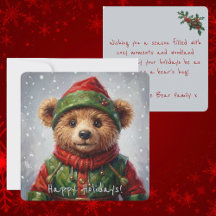 Oso de peluche duende de Navidad caprichoso estilo