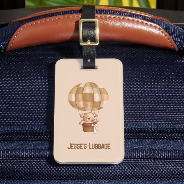 Oso de peluche en globo aerostático etiqueta de eq (Anverso In situ 2)