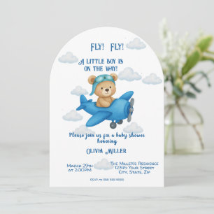 Oso de peluche en la invitación de Baby Shower al