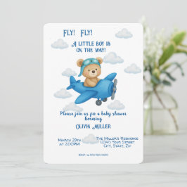 Oso de peluche en la invitación de Baby Shower al 