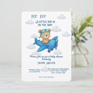 Oso de peluche en la invitación de Baby Shower al 
