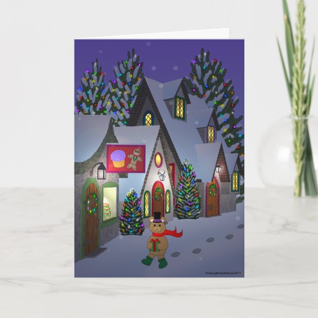 Oso de peluche en tarjeta de la ciudad (Anverso)