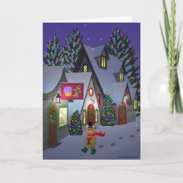 Oso de peluche en tarjeta de la ciudad