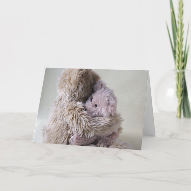 oso de peluche grande sostiene pequeña tarjeta de  (Anverso)