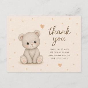 Oso de peluche gris lindo, tarjeta de agradecimien