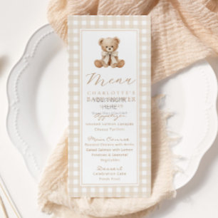 Oso de peluche Invitación al baby shower a cuadros