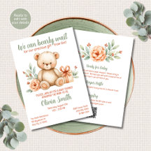 Oso de peluche Invitación de baby shower cristiana