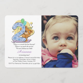 Oso de peluche invitación de la foto de dos años