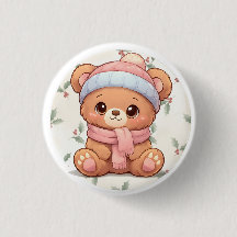 Oso de peluche kawaii lindo botón de invierno