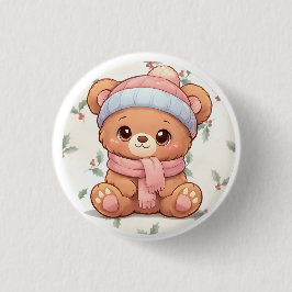 Oso de peluche kawaii lindo botón de invierno