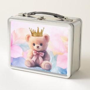 Oso de peluche lazo rosa corona dorada