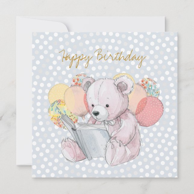 Oso de peluche leyendo un libro Bebé en flor (Anverso)