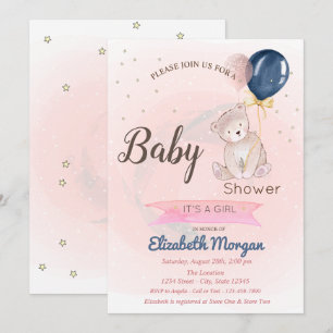 Oso de peluche lindo, Invitación para baby shower