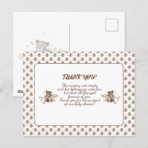 Oso de peluche marrón ¡Es un niño! Tarjeta postal 