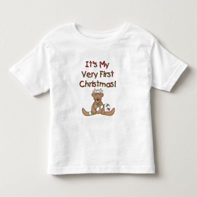 Oso de peluche Muy primer Navidades camisetas y re (Anverso)