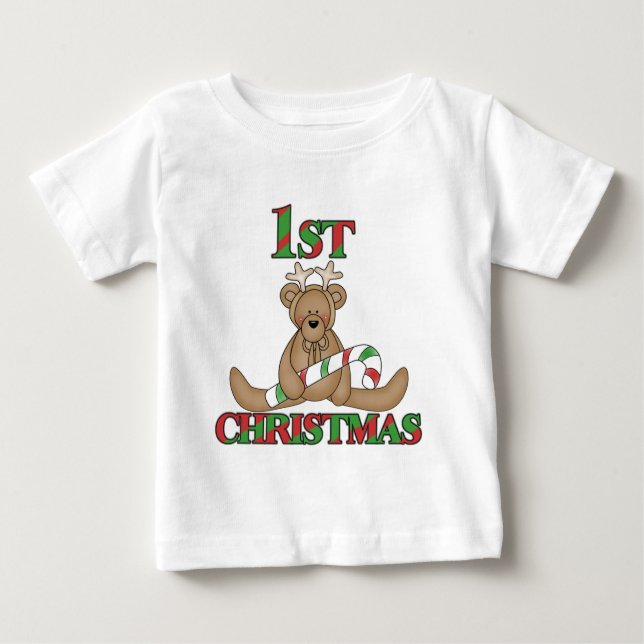Oso de peluche Muy primer Navidades camisetas y re (Anverso)