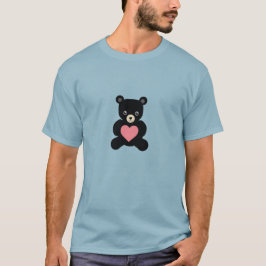 Oso de peluche negro con camiseta cardíaca