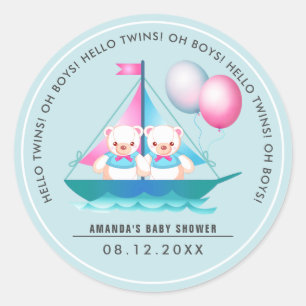 Oso de peluche   Pegatinas gemelos Baby Shower Fav